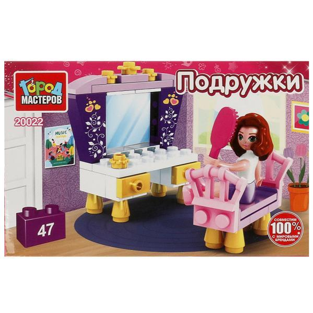 Конструктор пластмассовый 47эл. Подружки "Девочка перед зеркалом" 20022-AA (Город мастеров)