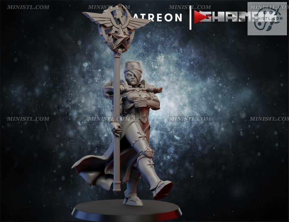 Adepta Sororitas Imagifier Красная сестра знаменосец миниатюра для dnd, днд, pathfinder, фентези, Настольная игра, НРИ, Варгейм, РПГ