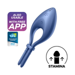Bullseye Dark Blue Satisfyer Эрекционное смарт виброкольцо лассо с регулировкой размера синее силикон