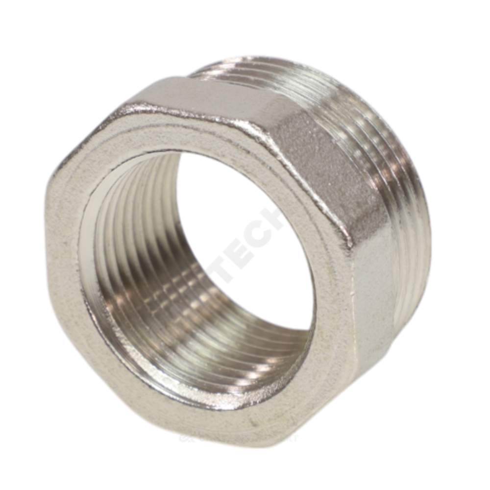 Футорка латунь никель Ду 15х8 (1/2"х1/4") НР/ВР VALFEX VF.581.N.012.014