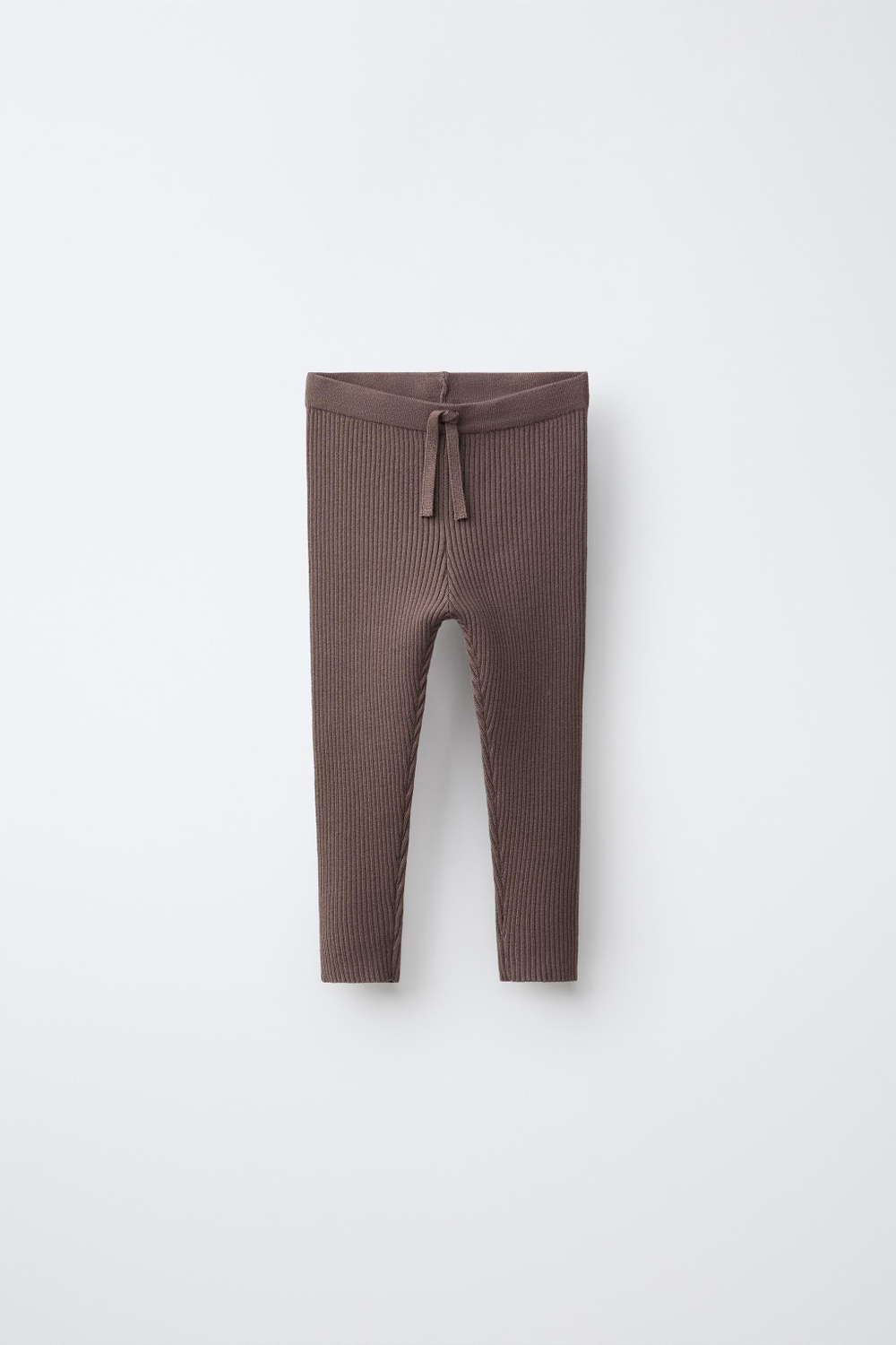 ZARA ТРИКОТАЖНЫЕ ЛЕГИНСЫ В РУБЧИК, КОРИЧНЕВЫЙ