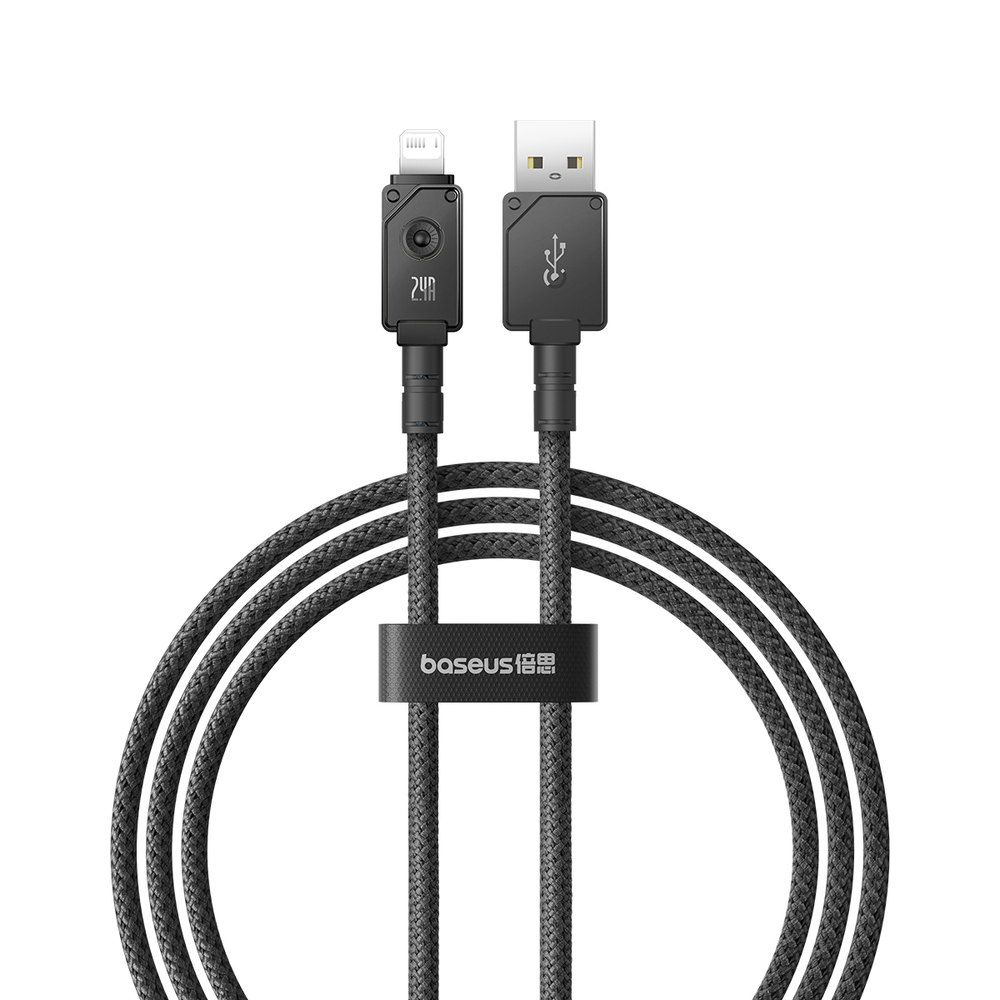 USB-A - Lightning Кабель Baseus Unbreakable Charging+Data 2.4A 1m - Cluster Black