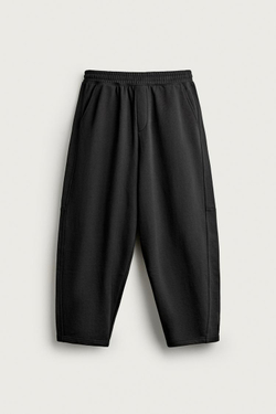 ZARA БАЗОВЫЕ БРЮКИ-ДЖОГГЕРЫ BALLOON FIT, ЧЕРНЫЙ