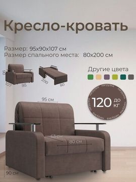 Кресло Денвер 0,8 - Велютто/Velutto  23 шоколад/  коричневая накладка