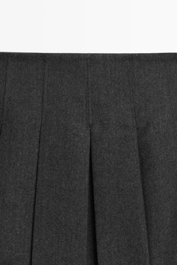 Massimo Dutti Плиссированная юбка из шерстяной смеси, черный