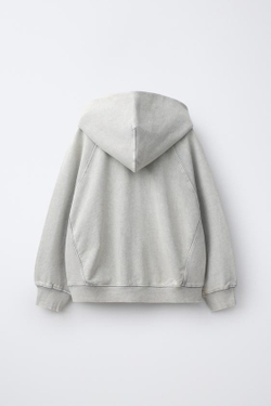 ZARA ТОЛСТОВКА С МОЛНИЕЙ И НАШИВКОЙ FADE OUT, СВЕТЛО-СЕРЫЙ