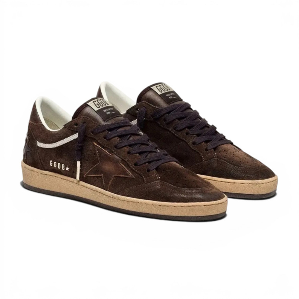 Women's Golden Goose Ball Star in Brown Suede with Brown Leather Star and Hell Tab