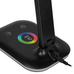 Настольный светильник ЭРА NLED-502-11W-BK светодиодный с RGB ночником черный | Светодиодные настольные лампы