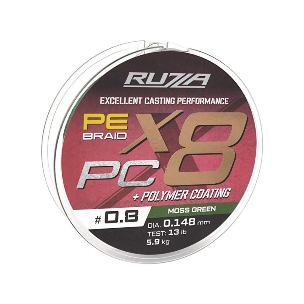 RUZZA Шнур X8 PC 150м Moss Green 0,148мм 5,9кг/13lb