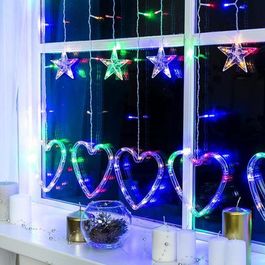 Гирлянда "Бахрома", 2.4 х 0.9 м, "Сердце", LED-186-220V, 8 режимов, нить прозрачная, свечение мульти
