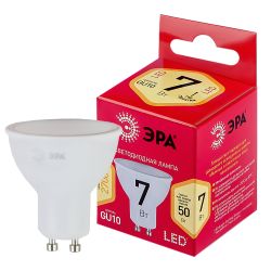 Лампа светодиодная ЭРА RED LINE LED MR16-7W-827-GU10 R 7Вт софит теплый белый свет GU10 | Лампы cветодиодные Точечные (Софиты) (MR, PAR)