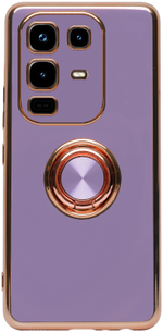 Стильный глянцевый чехол для INFINIX NOTE 50 / 50 PRO с кольцом-подставкой и бархатной подкладкой