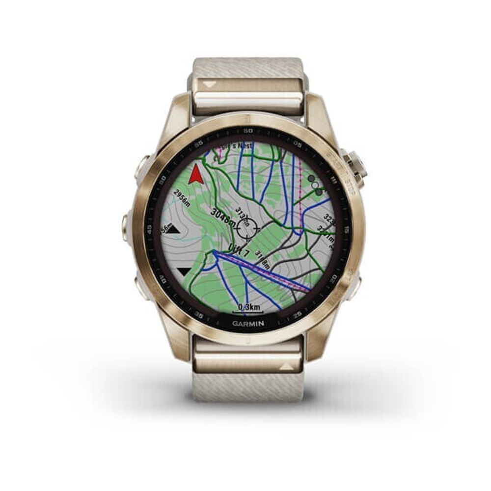 Умные часы Garmin Fenix 7S Sapphire Solar титановый кремовый с нейлоновым ремешком 42 мм