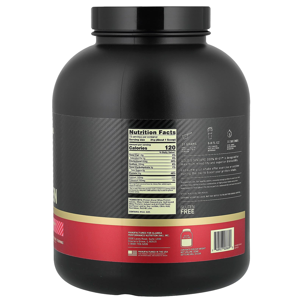 Optimum Nutrition, Gold Standard® 100% Whey, сывороточный протеин, вкусная клубника, 2,27 кг (5 фунтов)