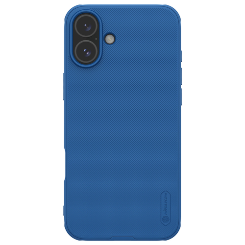Усиленный чехол синего цвета от Nillkin для iPhone 16, серия Super Frosted Shield Pro
