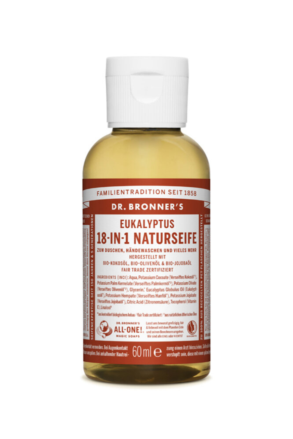 Натуральное мыло 18 в 1 с эвкалиптом Dr. Bronner’s, 60 мл
