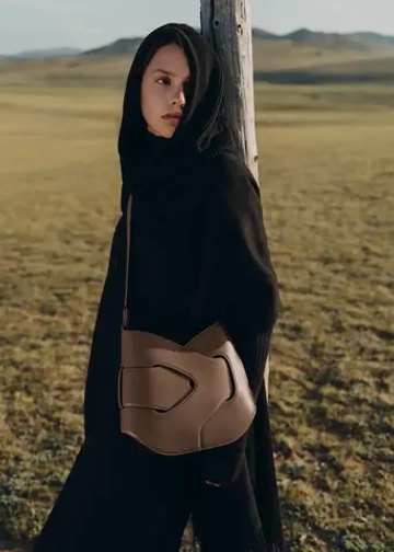 POLENE СУМКА NODDE HOBO, СЕРО-КОРИЧНЕВЫЙ