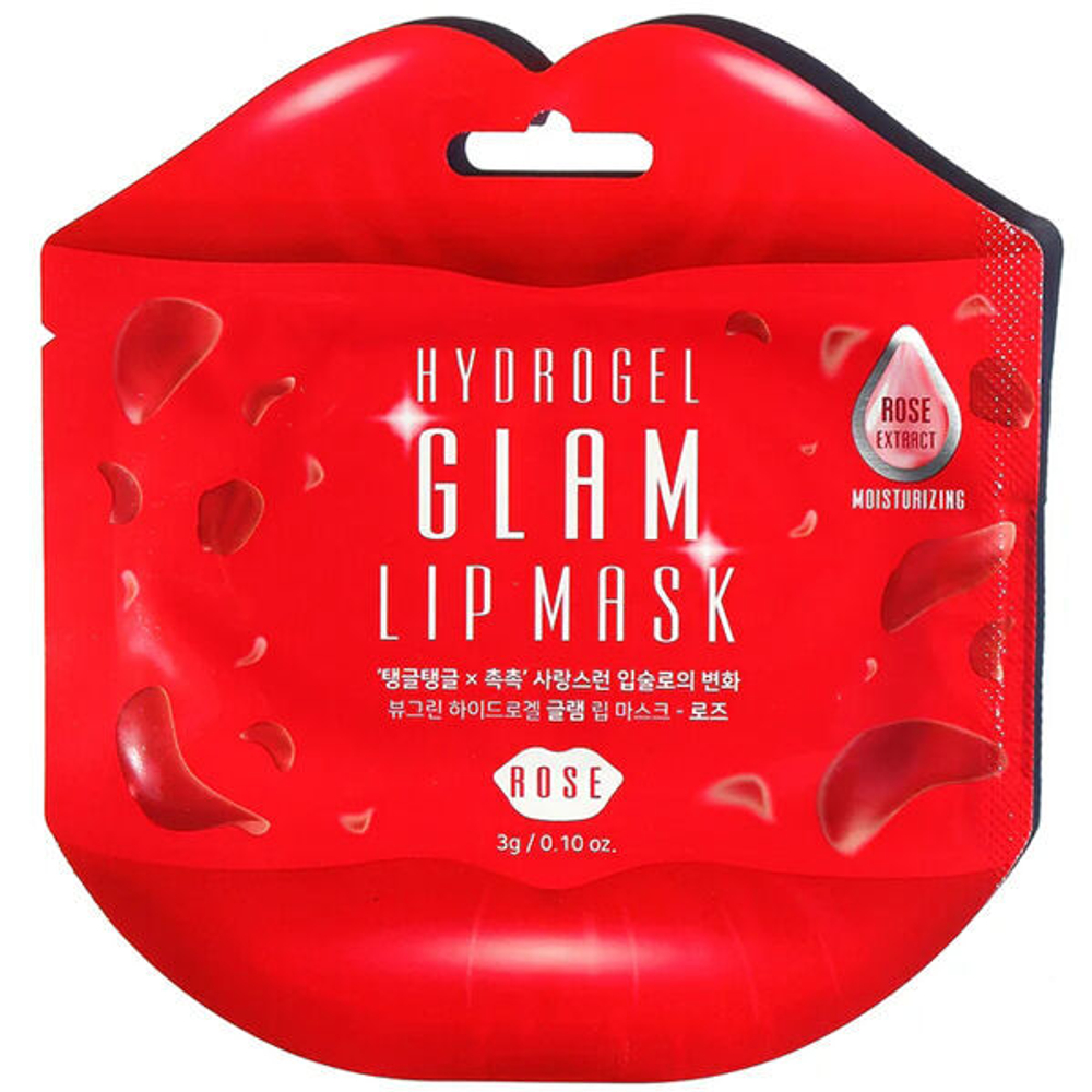 Гидрогелевые патчи для губ с розой BeauuGreen Hydrogel Glam Lip Mask Rose, 1шт (3г)