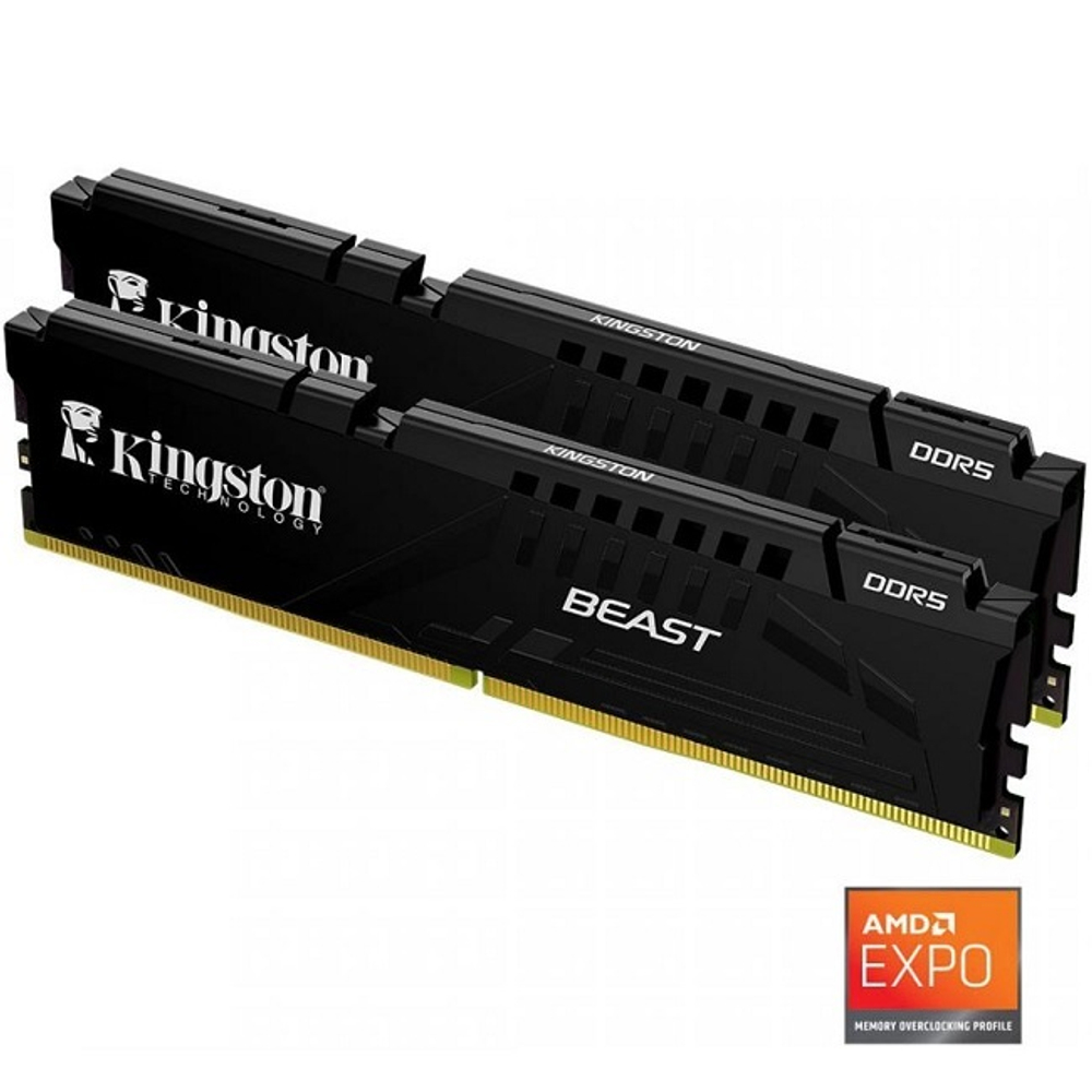 Модуль памяти DIMM DDR5 64Gb, 2x32GB, 6000Mhz, Kingston FURY Beast EXPO (KF560C30BBEK2-64)