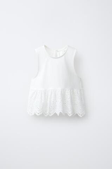 ZARA ТОП С ВЫШИВКОЙ В ШВЕЙЦАРСКОМ СТИЛЕ, БЕЛЫЙ