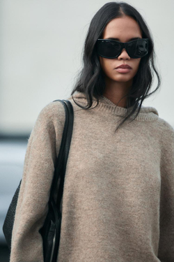 ZARA СВИТЕР ОВЕРСАЙЗ С КАПЮШОНОМ, СВЕТЛЫЙ СЕРО-КОРИЧНЕВЫЙ