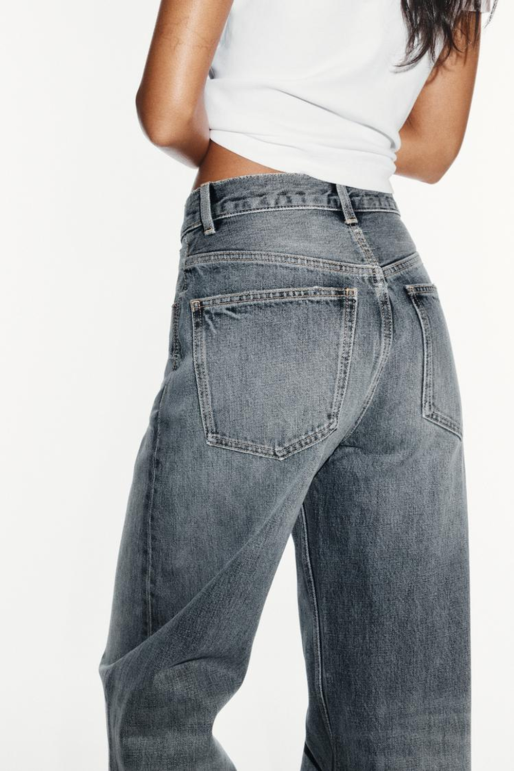 ZARA ДЖИНСЫ TRF EXTRA WIDE-LEG С ВЫСОКОЙ ПОСАДКОЙ, СЕРО-СИНИЙ