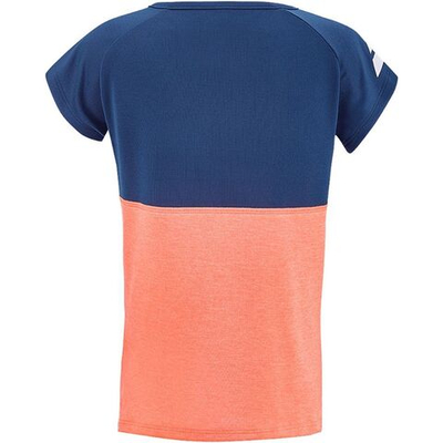 Футболка для девочки теннисная Babolat Play Cap Sleeve Top Girl - fluo strike/estate blue
