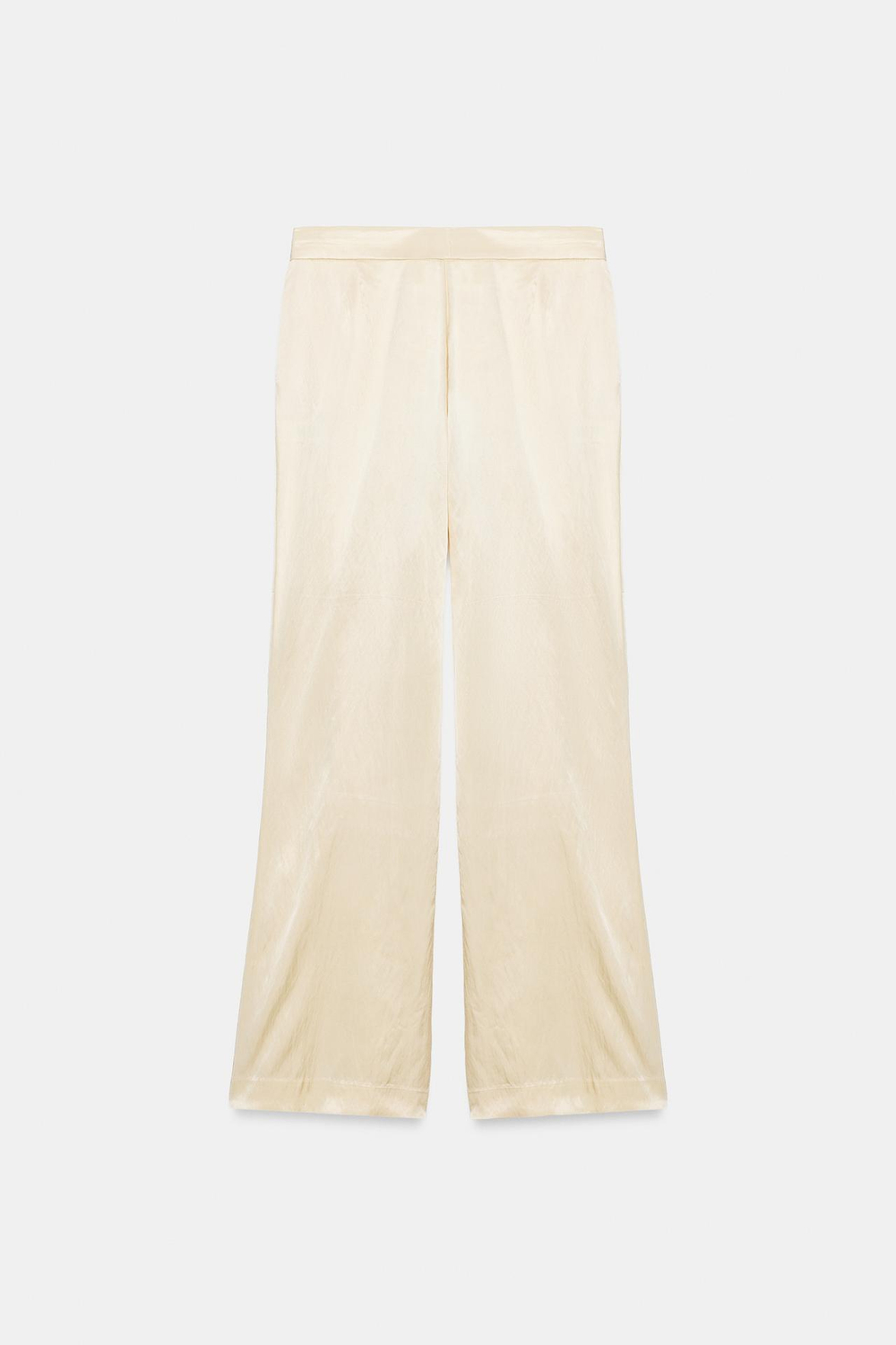 ZARA АТЛАСНЫЕ БРЮКИ С КОНТРАСТНЫМИ ДЕТАЛЯМИ, БЕЖЕВЫЙ