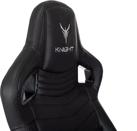 Кресло игровое Knight Hunter черный экокожа с подголов. крестов. металл