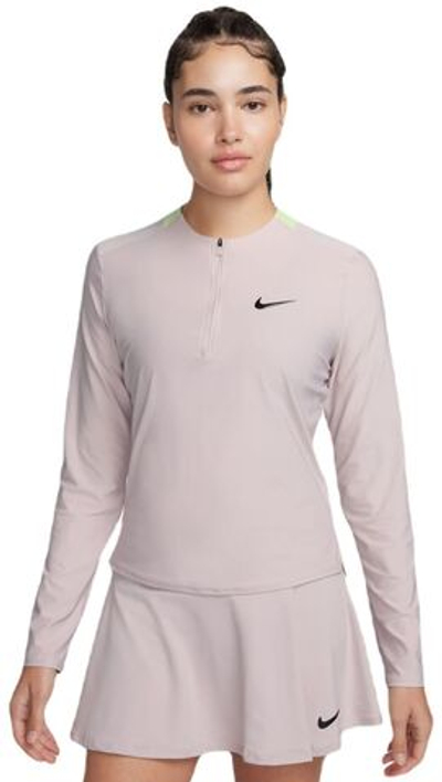 Женская теннисная футболка (dł. Рукава) Nike Court Advantage Dri-Fit 1/4-Zip Tennis Mid Layer - platinum violet/black