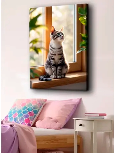 Картина "Любопытный котёнок", на стену 50х70см 1шт.