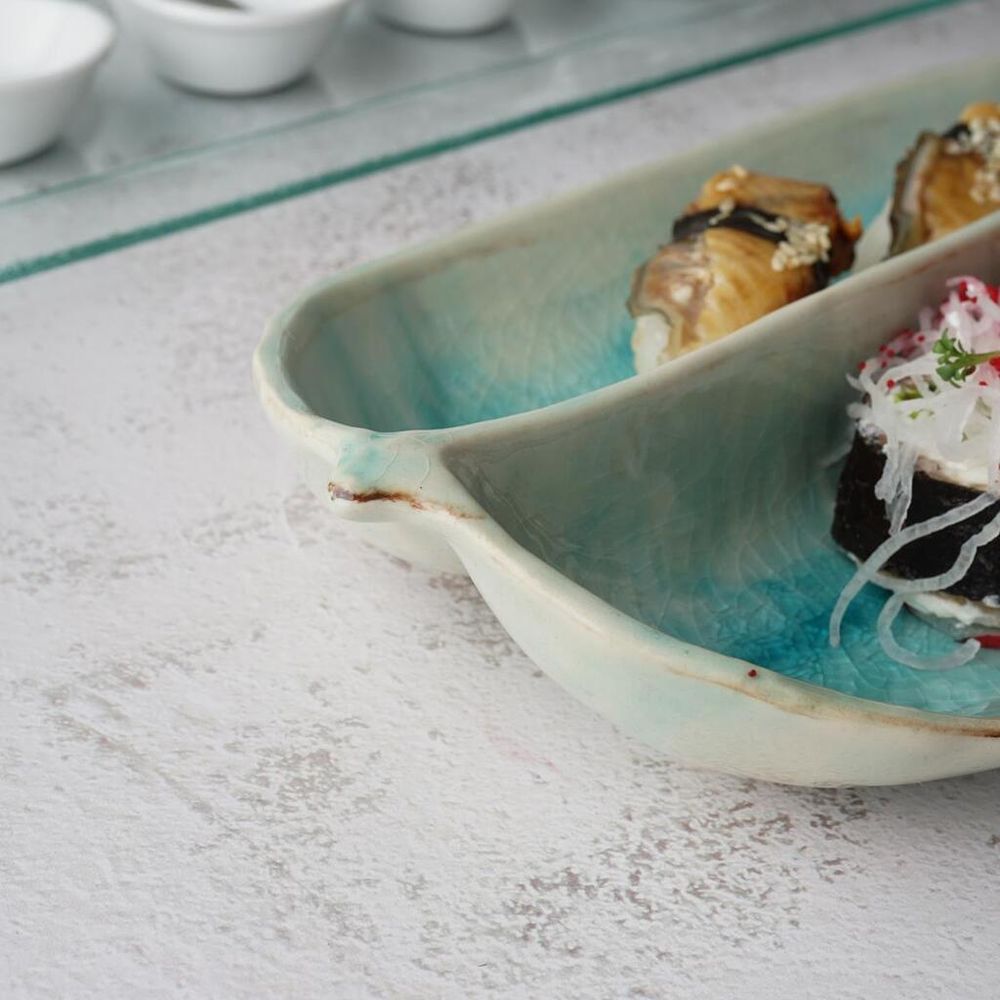 Блюдо овальное 32,8*15 см h4,5 см менажница 2 секции Sea Blue Frutti di Mare P.L. [1]