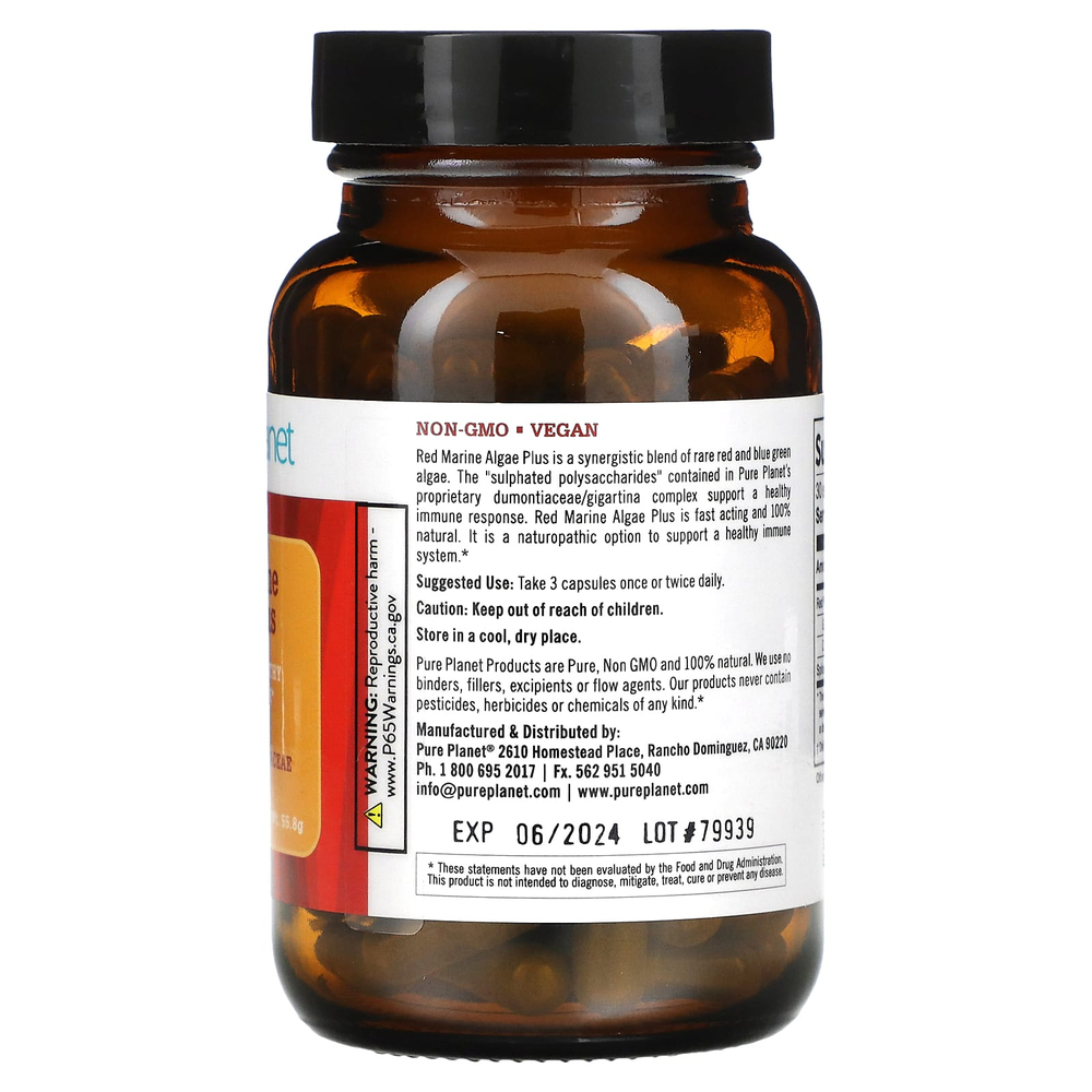 Pure Planet, Red Marine Algae Plus, 90 вегетарианских капсул