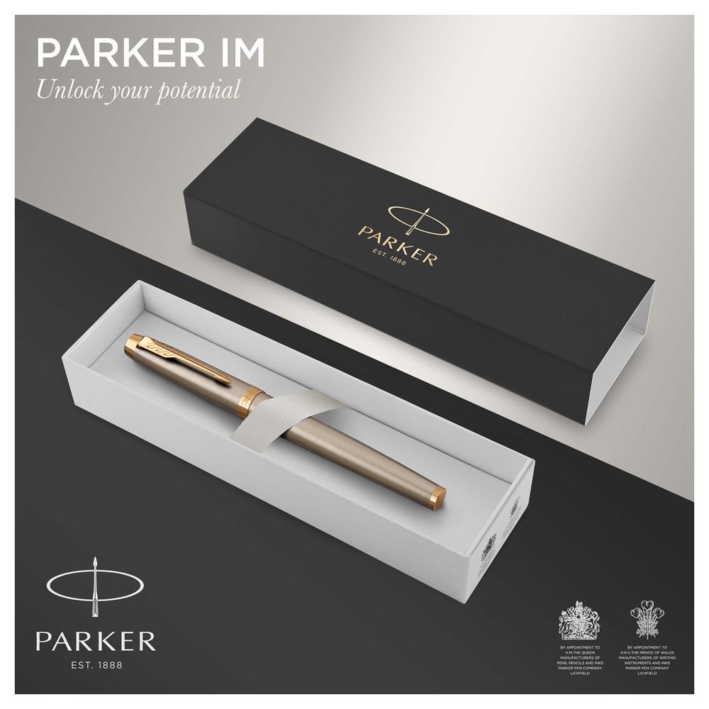Ручка перьевая Parker "IM Brushed Metal GT" синяя, 0,8мм, подарочная упаковка