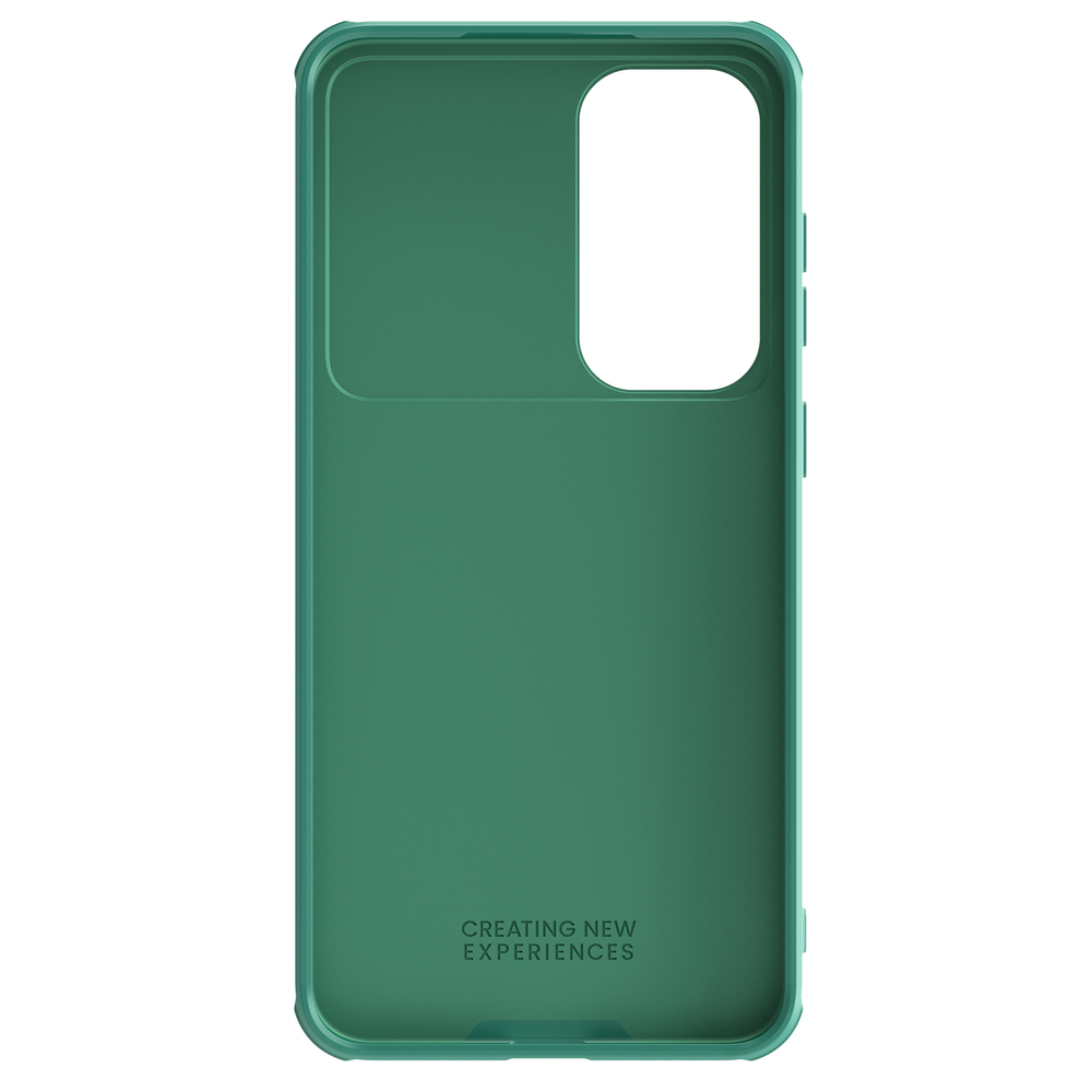 Чехол зеленого цвета (Dark Green) с защитной шторкой для камеры от Nillkin на Samsung Galaxy S25, серия CamShield Pro Case