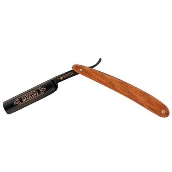 Бритва опасная Dovo, черное лезвие, ручка - оливковое дерево, 5/8",1/1