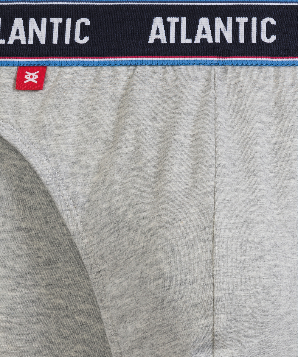 Мужские трусы слипы спорт Atlantic, набор 3 шт., хлопок, темно-синие + коралловые + серый меланж, 3MP-200