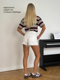 Джинсовые шорты короткие с высокой талией