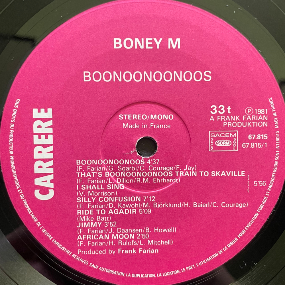 Boney M. ‎– Boonoonoonoos (Франция 1981г.)