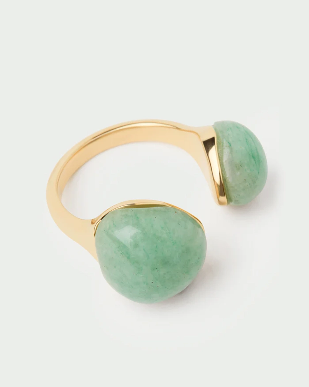 Кольцо Green Aventurine Gravity серебро 925 пробы покрытое золотом