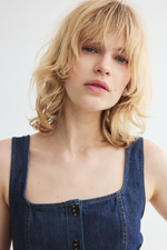 Джинсовый топ с баской — квадратный вырез - H&M