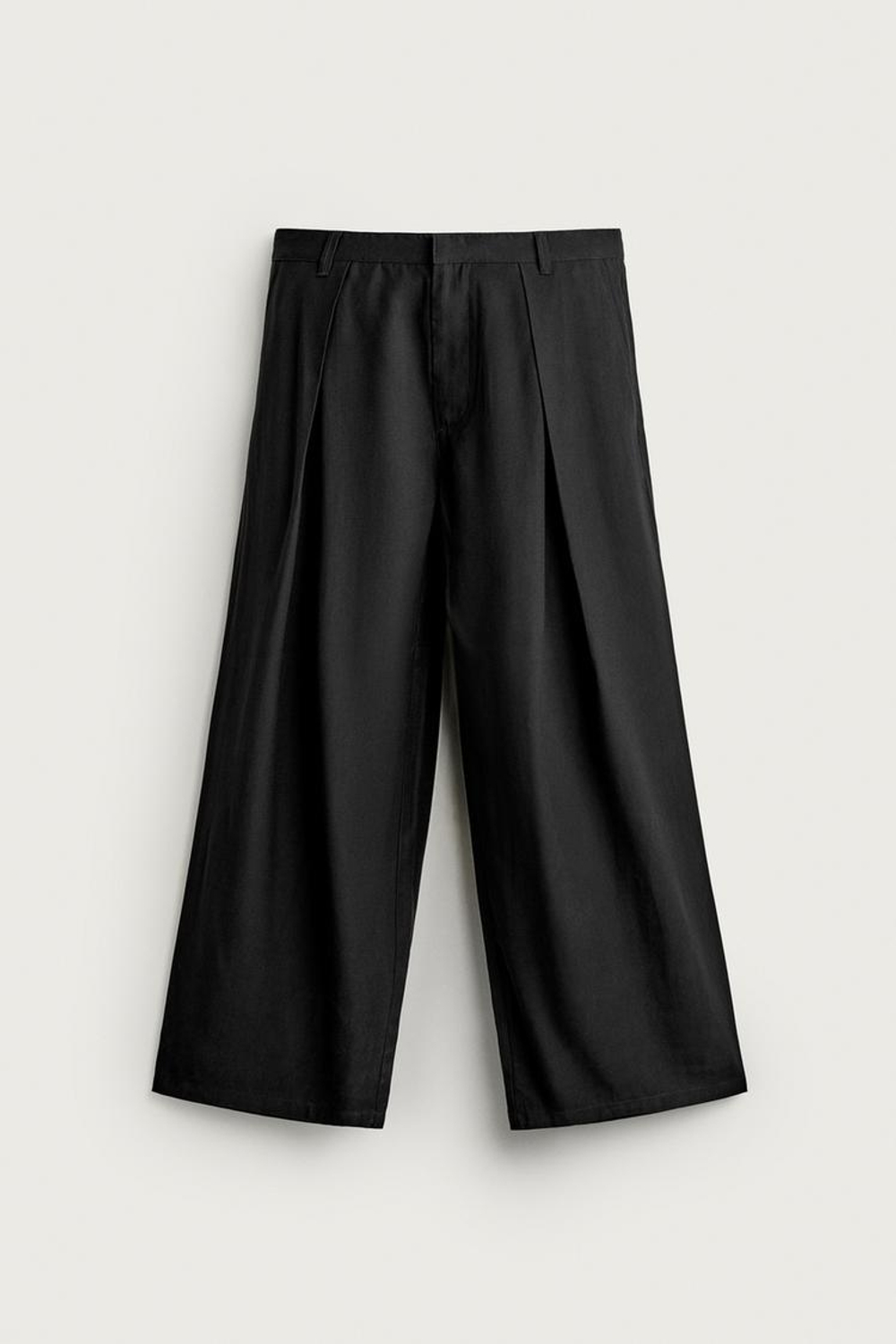 ZARA СТРУЯЩИЕСЯ БРЮКИ СО СКЛАДКАМИ, ЧЕРНЫЙ