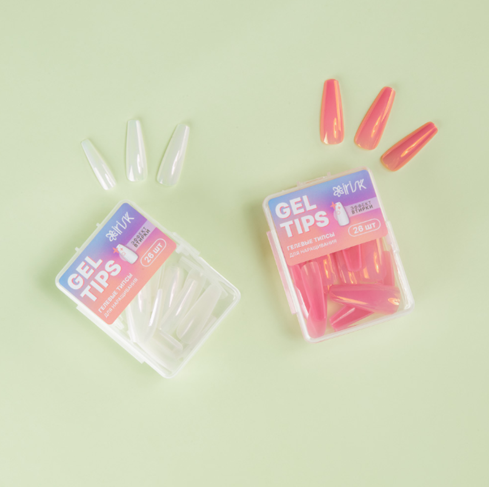 Irisk Gel Tips Гелевые типсы для наращивания Балерина, эффект втирки, 26шт2
