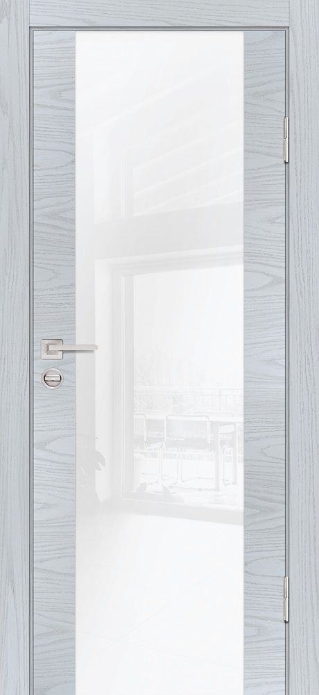 Дверь P-7 / Цвет Дуб скай серый / белоснежный лакобель / Двери PROFILO PORTE
