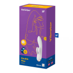 Белый вибратор-кролик 20,1см с двумя клиторальными отростками Satisfyer Double  Flex White