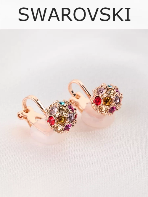 Клипсы Разноцветные шарики с кристаллами Swarovski