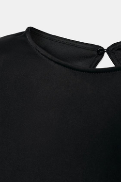 ZARA АТЛАСНЫЙ ТОП С ПОДПЛЕЧНИКАМИ И ЗАВЯЗКАМИ, ЧЕРНЫЙ