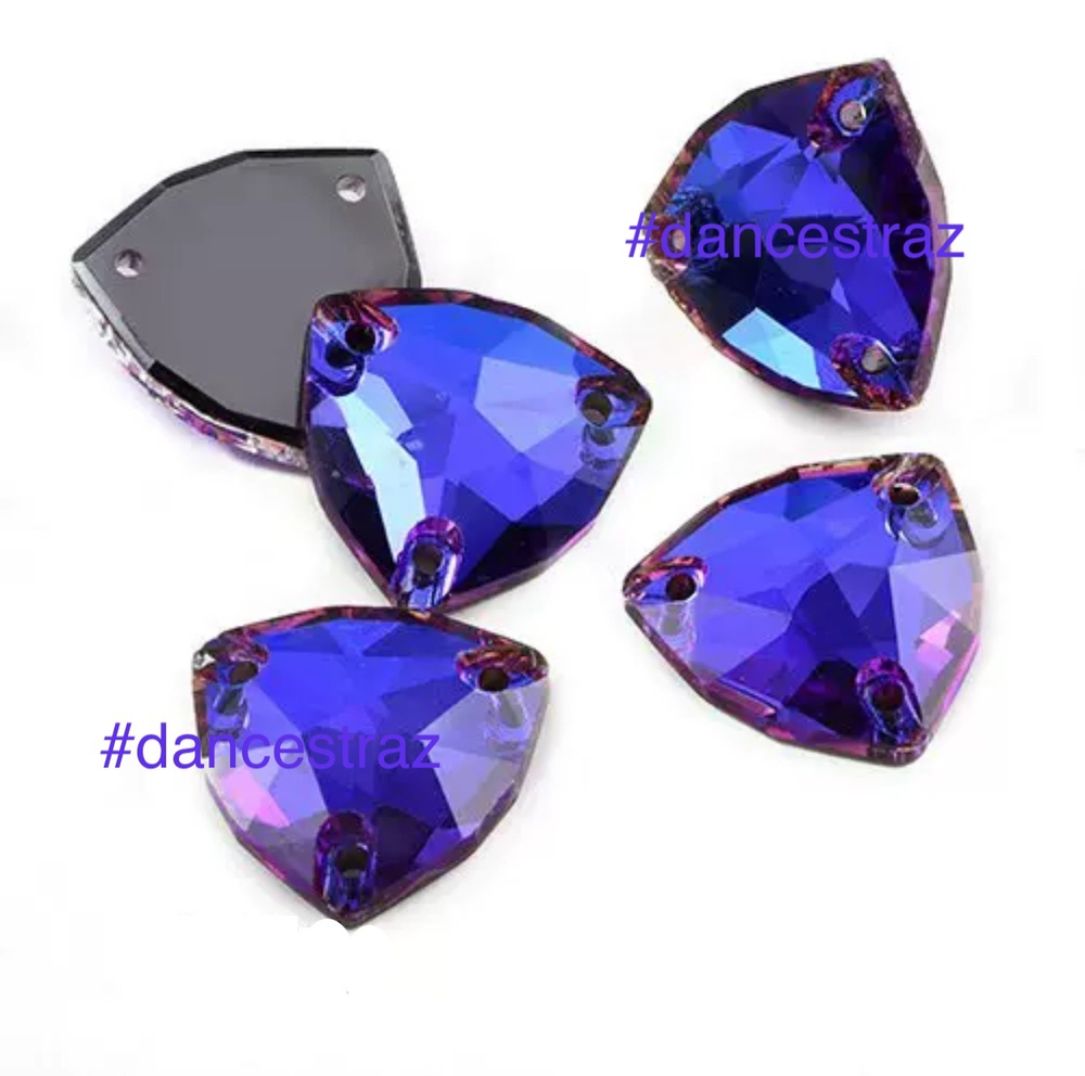 Стразы пришивные, Fat Triangle, Violet Blue, 001VB, 22mm, (75 ea/pkg), 5A+best, (F2)