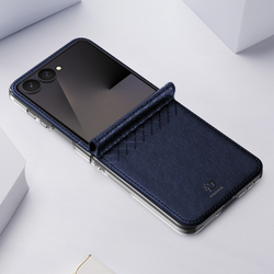 Чехол синего цвета из кожи для Samsung Galaxy Z Flip 8, серия Bril Series Case от Dux Ducis