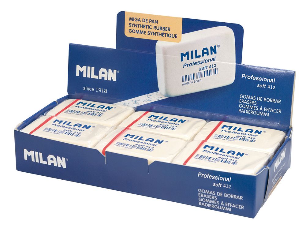 Ластик soft 412 5.1х3.5х1.3 см, 12 шт, мягкий CMM412CF, Milan